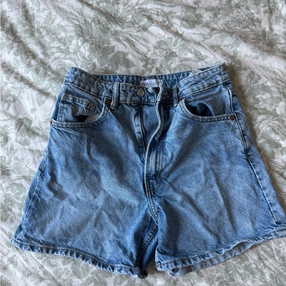 Zara High-Waist Blue Denim Women’s Shorts